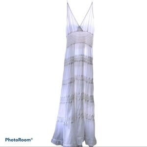 White Maxi Dress Trimmed Ribbon Jackpot Shabby Cottage Size Medium